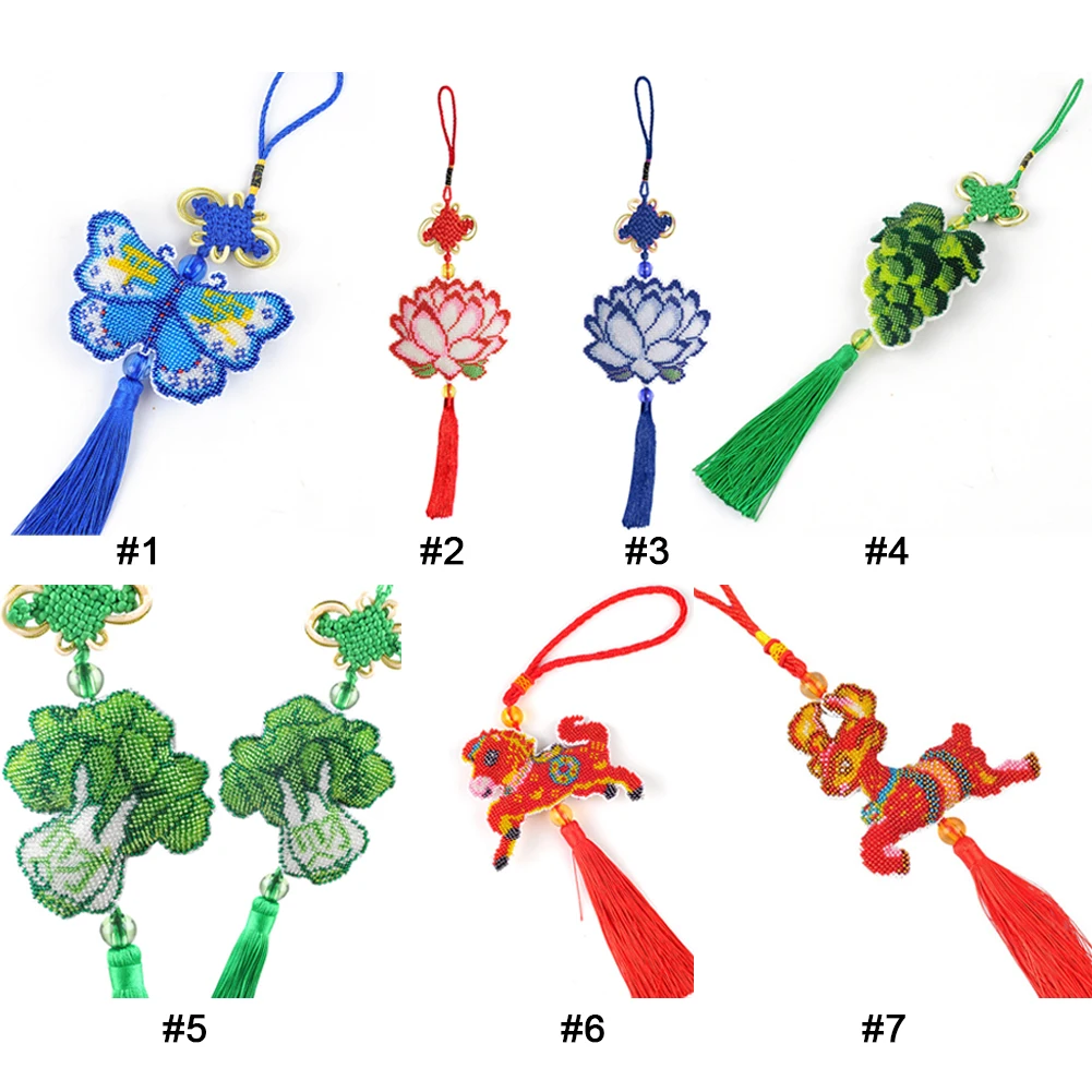 Butterfly Beaded Cross Stitch Making Kit Beaded Counted Cross Stitch Ornament Kit Bead Pendant for Adults Beginners