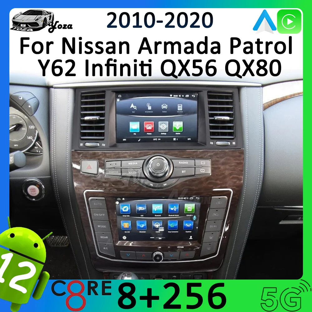 요자 카플레이 카라디오, 닛산 아르마다 패트롤 Y62 인피니티 QX56 QX80 2010-2020 용, 안드로이드 터치 스크린 멀티미디어 플레이어 내비게이션