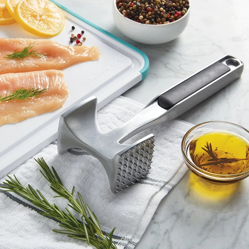 4 Colors Meat Tenderizing Hammer with Comfortable Grip Handle Kitchen Double-Side Mallet Heavy-duty Pound Tenderizing Steak Beef