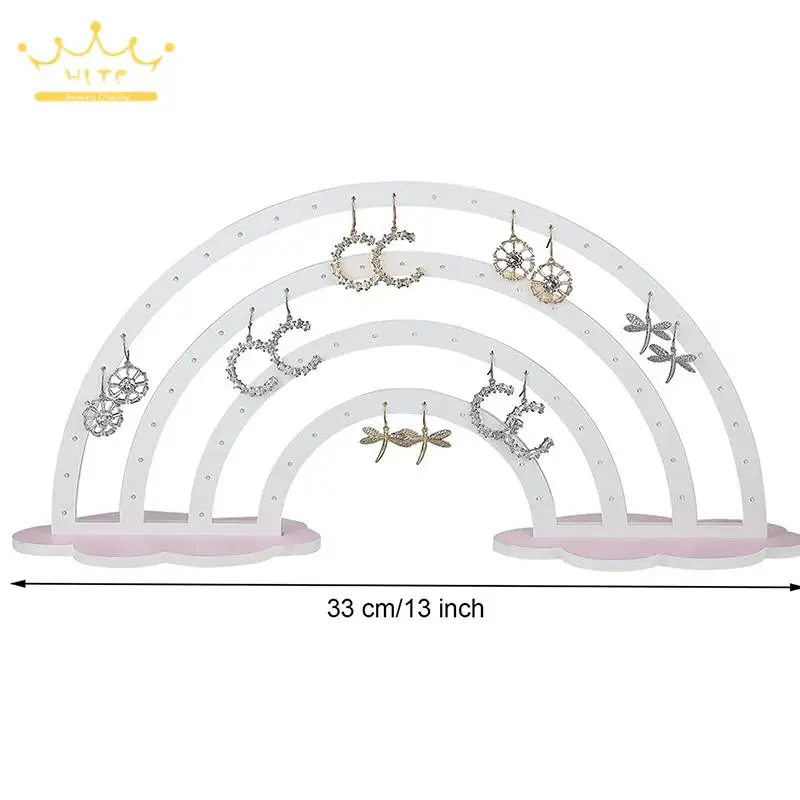 Acrylic Earring Jewelry Rack Rainbow Cloud Shaped Ear Stud Display Organizer Transparent Semi Circular Jewelry Storage