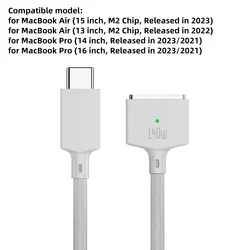 High - Power USB - C to Magnetic Charger Cable Adapter - 200cm (78.7) - 2m or 6.56ft (MS140 White)