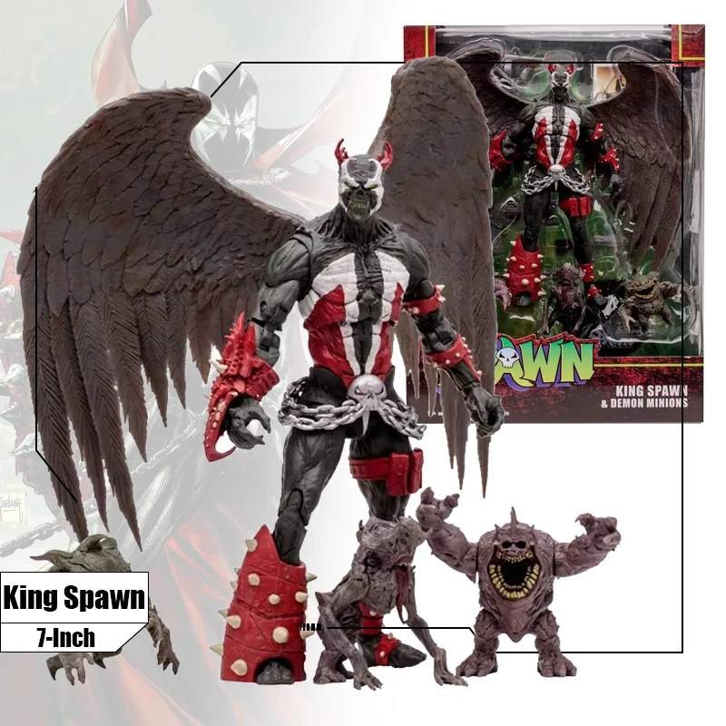 

Original Mcfarlane Toys Anime King Spawn Demon Minion And 7 Weapons Dc Multiverse Figure Action Figurine Collector's Series Doll