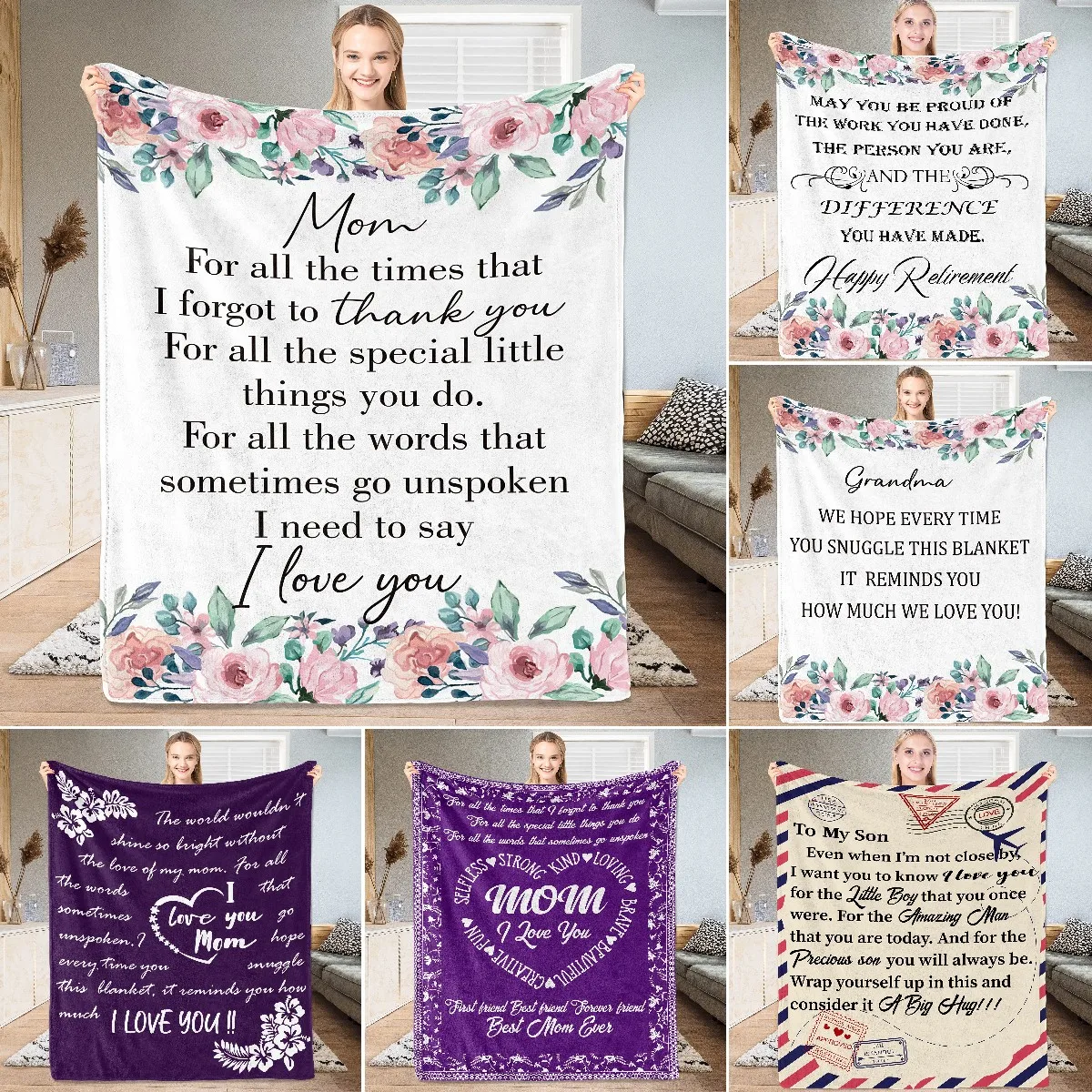 

Thanksgiving Day Gift Letter Flannel Throw Blanket for Dad Mom Blanket King Queen Size for Bed Sofa Couch Super Soft Lightweight