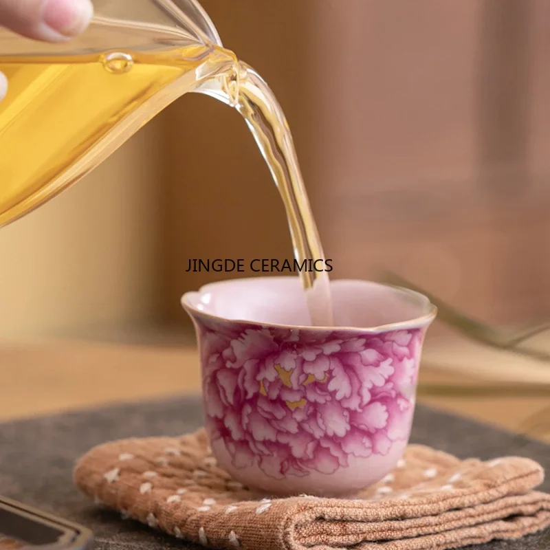 2 pcs/lot Chinese Ceramics Small Teacup Home Office Handmade Luxury Retro Teaware Accessories Single cup Master Drinkware 45ml