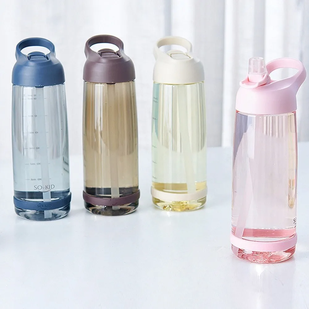 550ml/850ml/1000ml Outdoor Water Bottle with Straw Sports Bottles Eco-friendly with Lid Hiking Camping Plastic For Kid And Adult
