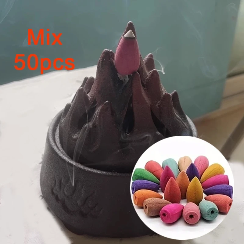 Incense cones Mixed Waterfall Smoke Backflow Natural Lavender Multi-scented Suitable for Tea Room Yoga Room