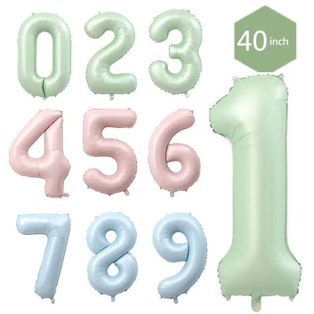 1 pièces 40 pouces grand vert olive bébé bleu bébé rose enfants anniversaire bébé douche ballon numérique décoration 18 pouces photo ballon 6