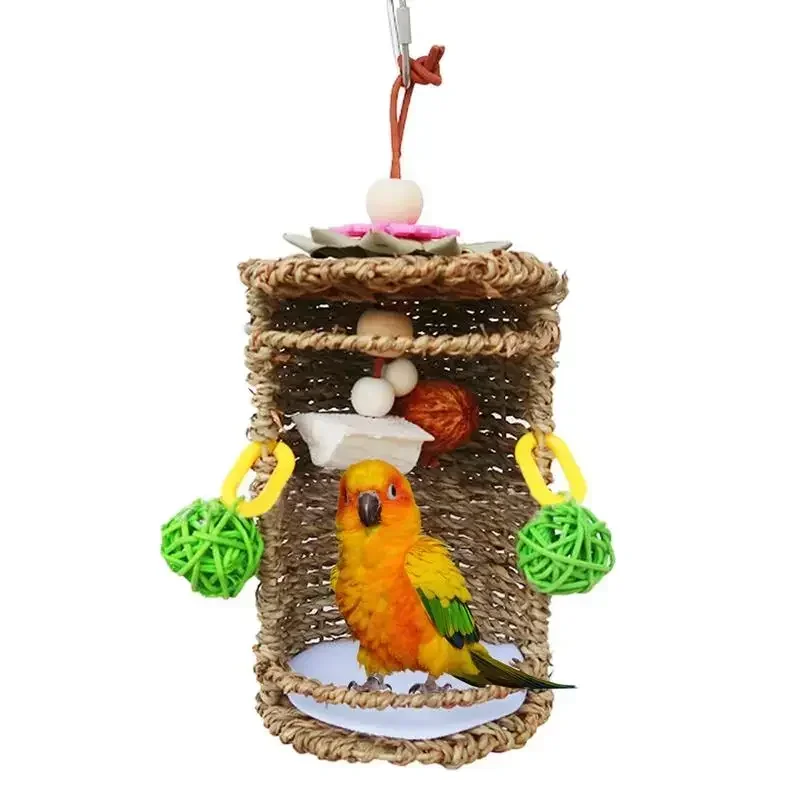 Bird Nest Snuggle Hut Bird Tent Hammock Hang Nest Breathable Seagrass House Hang Swing Toy Small Birds Conures bird toys,bird nest