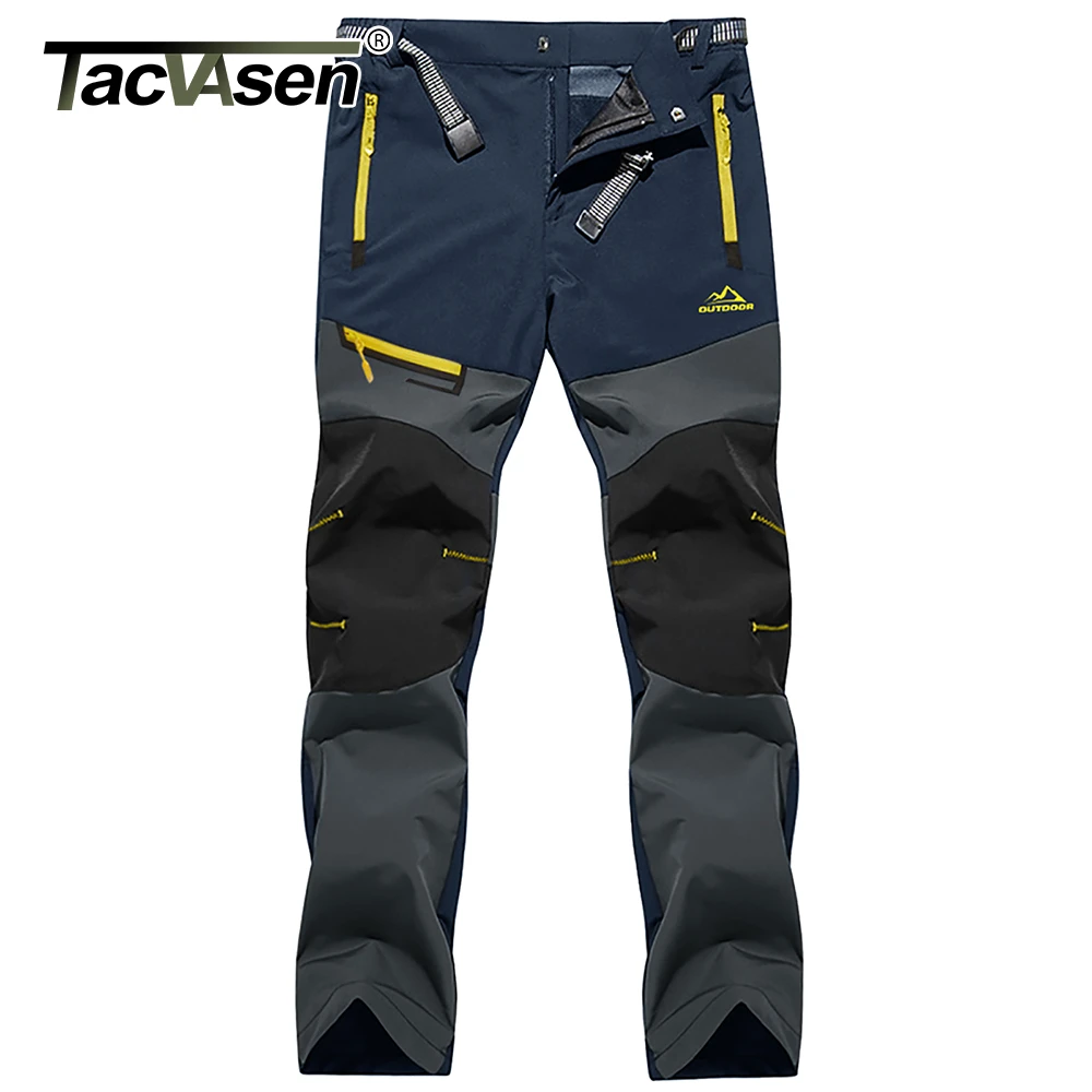 black khaki pants TACVASEN 4 Season Breathable Mens Tactical Pants Fishing Hiking Camping Waterproof No Fleece Pants Zipper Pocket Casual Trousers casual cargo pants