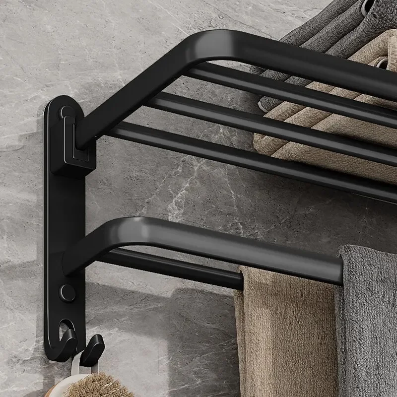 50CM Folding Holder With Hook Towel Holder Wall Mount Aluminum Towel Rack towel holder towel rack bathroom facilities