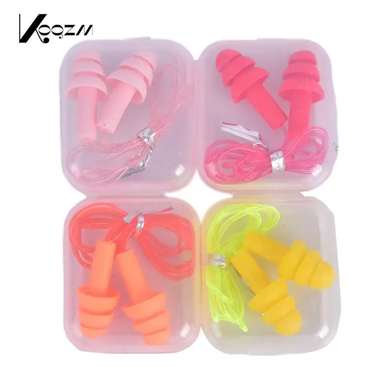 

1pair Earplugs Noise Reduction Silicone Soft Ear Plugs PVC Rope Earplugs Protective