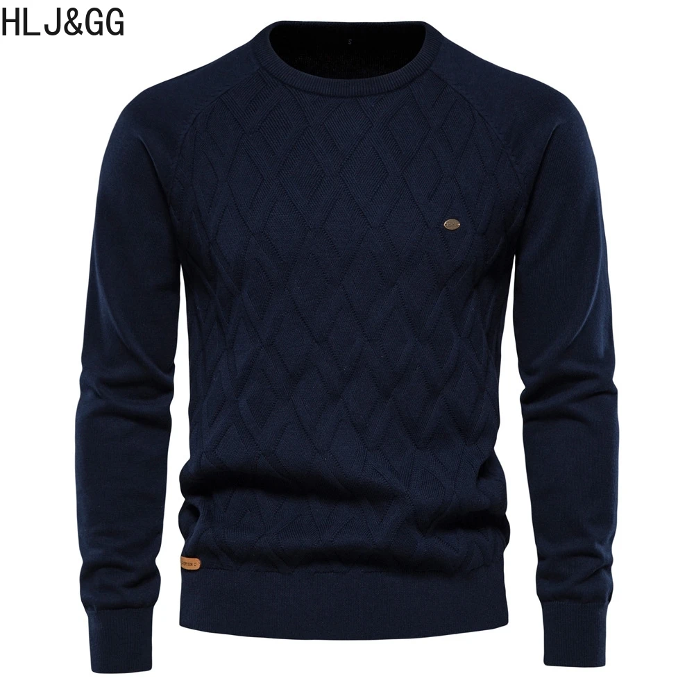 HLJ&GG Classic Solid Color Mens Sweaters Casual O-neck Long Sleeve Knitted Male Pullover High Quality Man's Warm Sweaters New