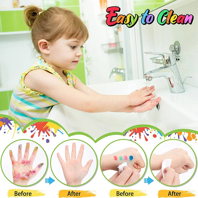 12 Color Funny Finger Painting Kit and Book, Washable Finger Paints for  Toddlers 1-3 Non Toxic, Children's Finger Drawing Toys, DIY Crafts  Painting