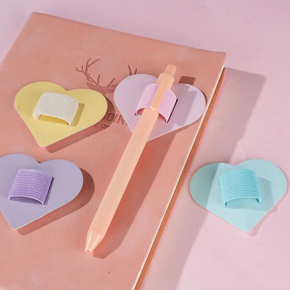 Pen Holder Love Creative Pu Leather Self-Adhesive Pen Holder Simple Spot Notebook Tablet Accessories Pen Clamp Elastic Insert