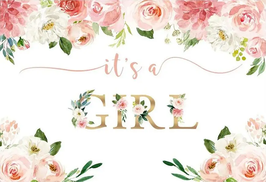 Johnson Acquerello Rosa Rosa Fiore Floreale È Ragazza Baby Shower Sfondo Sfondo