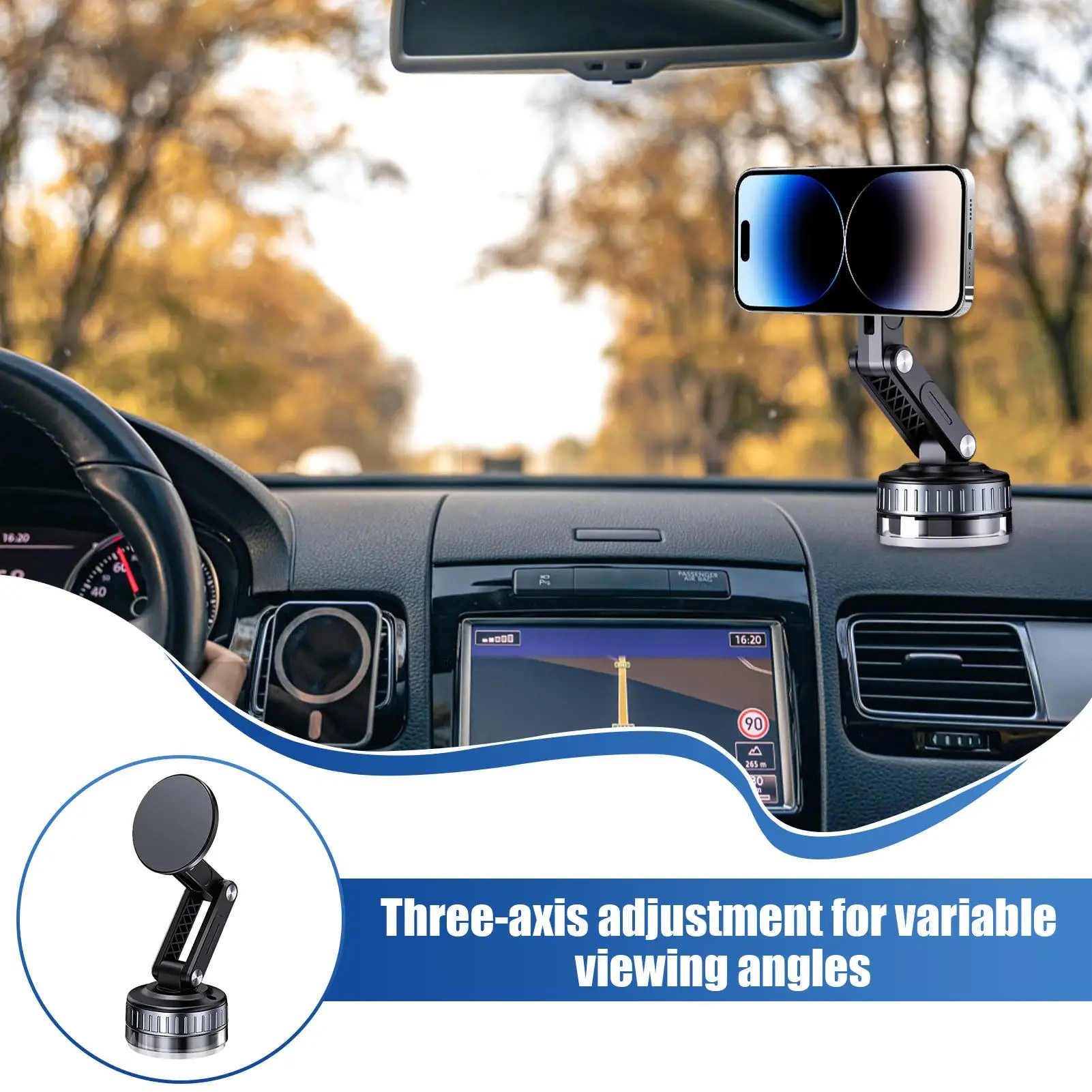 Magnetic Car Phone Holder 360 Degree Rotatable Smartphone Cradle Folding Suction Cup Phone Mount For Driving Road Trip Truck RV