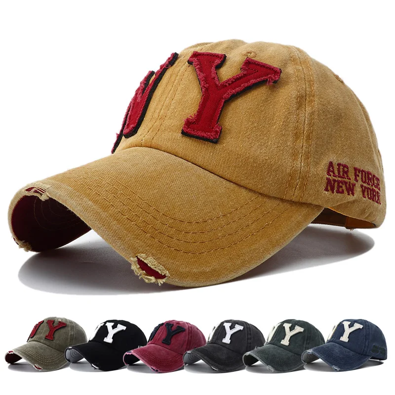 2023 New Designer Black Red Ny Baseball Cap New York Snapback Hiphop Vintage Washed Denim Dad Hats for Women Men Gorra Beisbol 2