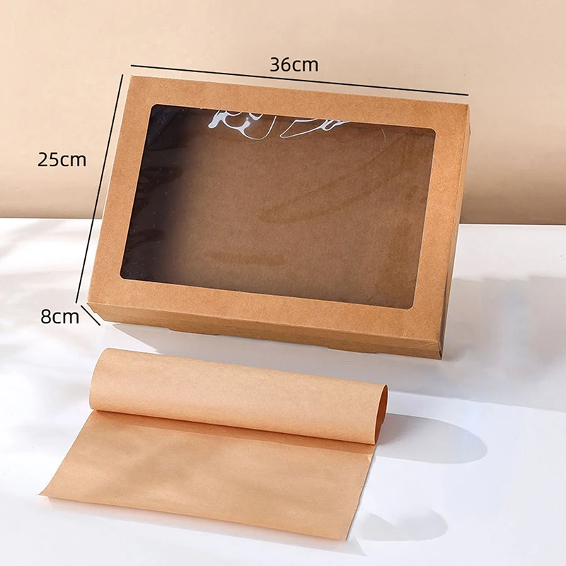 5Pcs Handmade Kraft Paper Gift Boxes With Transparent Window and Lid, Ideal for Sandwic... - SKU KPGB1112 - UGI Packaging