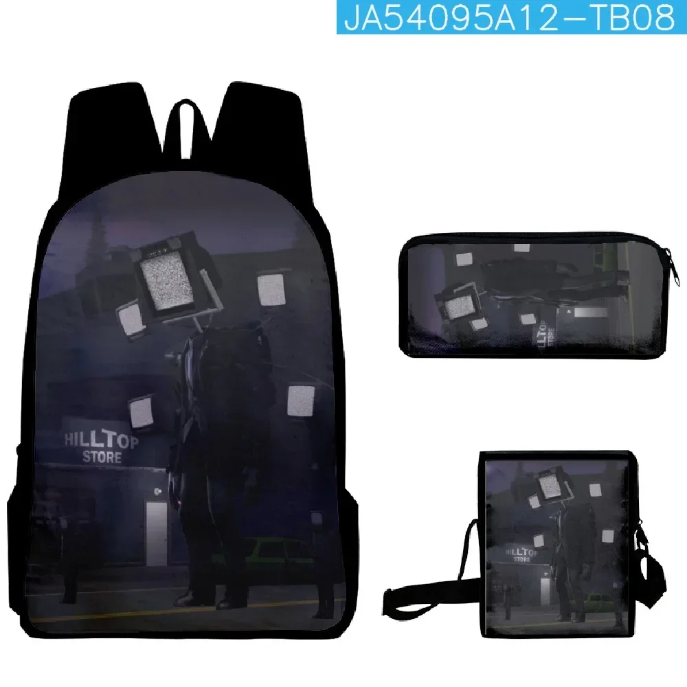 Skibidi-Bolsa Escolar de inodoro para estudiantes de primaria y secundaria, mochila de hombro, estuche para lápices, el mejor regalo para niños, 3 unidades