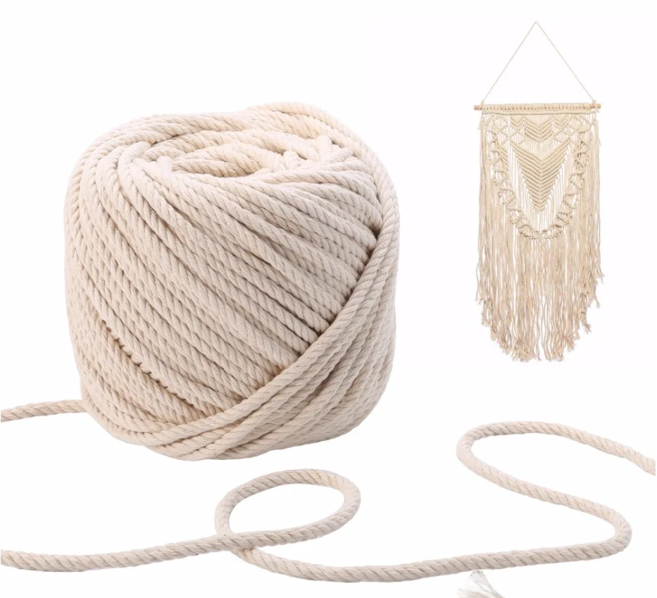 1/2/3/6/8/10mm Macrame Cord Rope String Natural Cotton Macrame Twisted Twine Braided Crafts Handwork DIY Home Textile Decoration