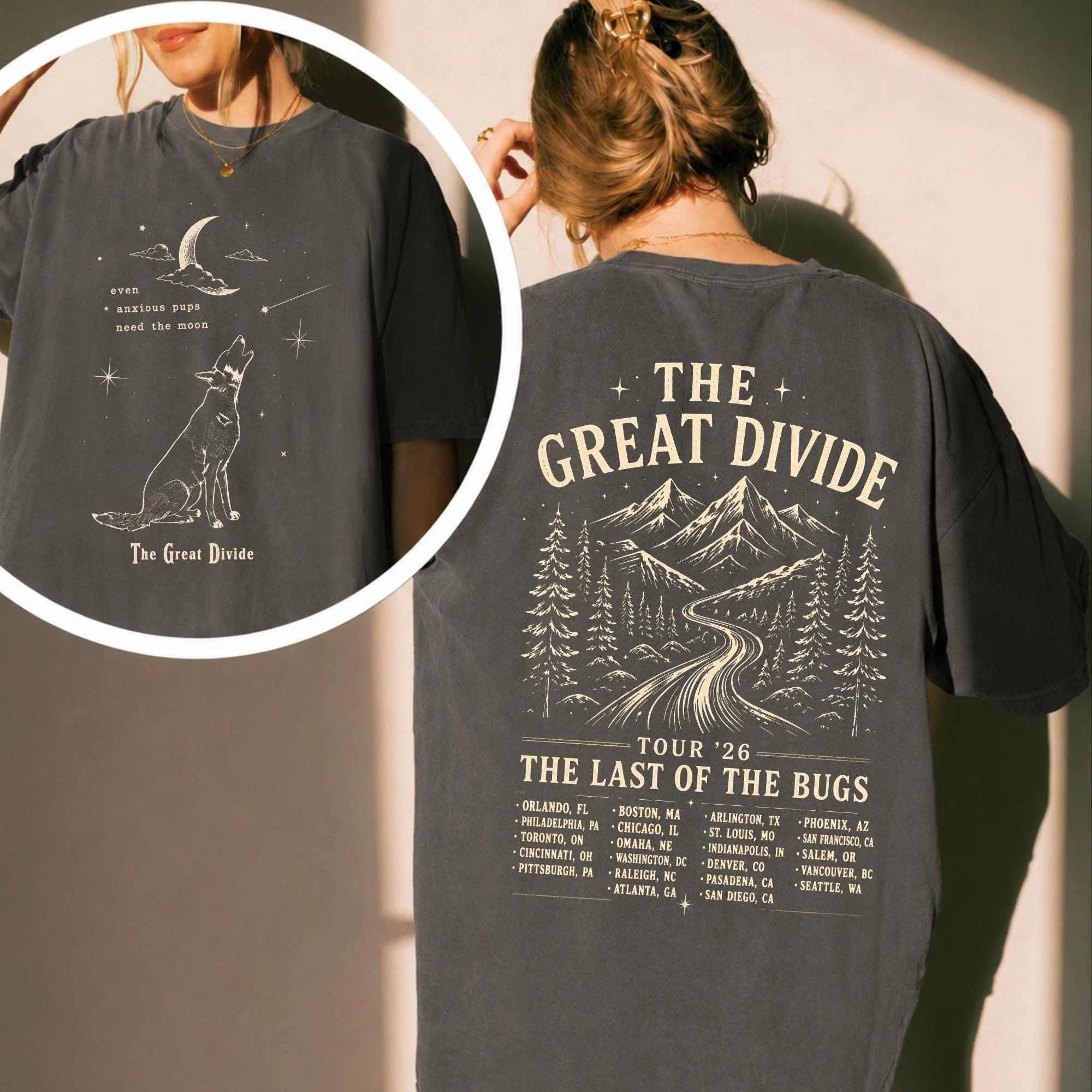 Noah Kahan The Great Divide Tour 2026 Bedrucktes T-Shirt aus 100 % Baumwolle für Herren und Damen, beliebtes, übergroßes, lässiges Mode-T-Shirt, Fan-Geschenk