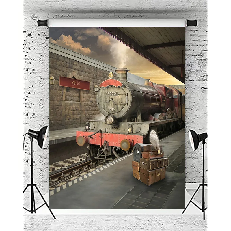 

SHENGYONGBAO Art Fabric Brick Wall Photography Backdrops 9 3/4 Station King's Cross Railway Photo Studio Background YS-88