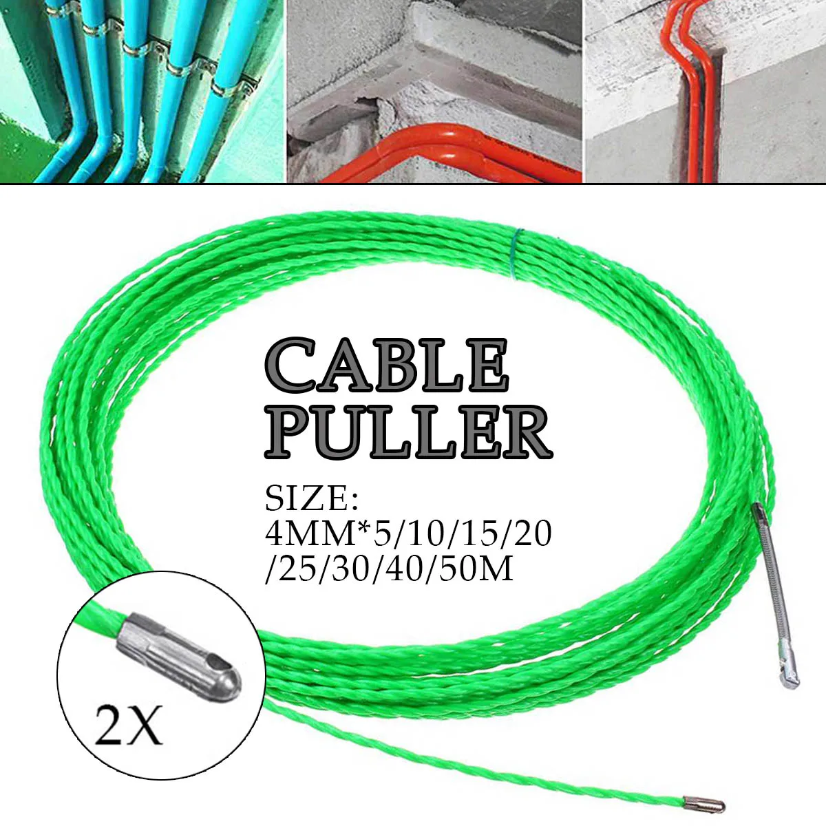 4MM 5M Glassfiber Push Puller Cable Duct Snake Conduit Rodder Fishtape Wire 