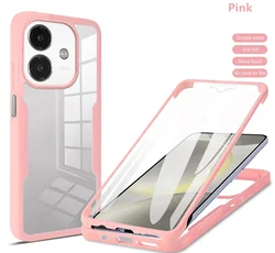 360° Full Protection Case with Screen Protector Film for OPPO Reno12 5G (Pink)