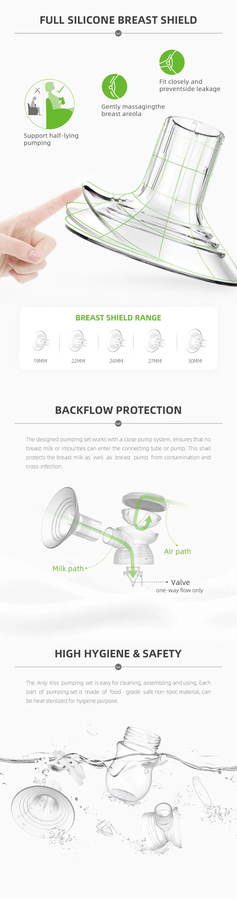 Anly Kiss Large Suction Bilateral Breast Pump Portable Adjustable Painless Electric Smart Breastpump For Breastfeeding Mom elvie single electric breast pump