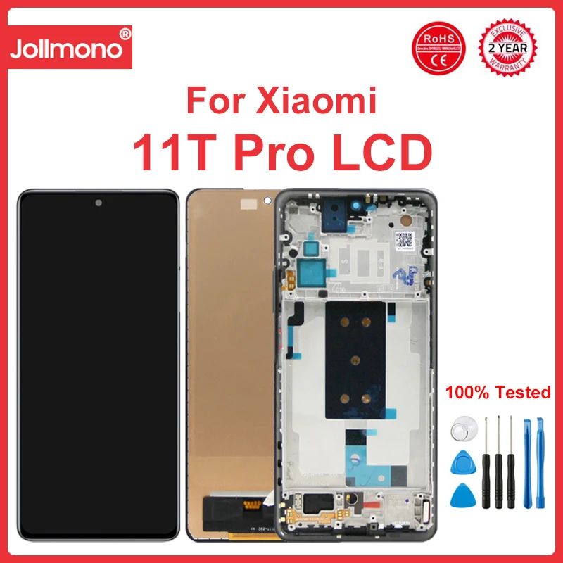 xiaomi-デジタルlcdタッチスクリーンフレーム付きスペアパーツ11t-pro2107113sg2107113si667インチ