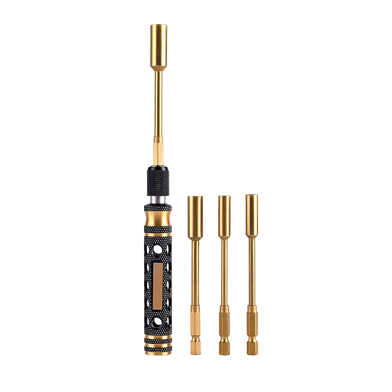 Hollow Out Handle 4 in 1 Hex Nut Driver Bit Socket Screwdriver Tools Sets Size 4.0mm 5.5mm 7.0mm 8.0mm For RC Dozer Car Truck