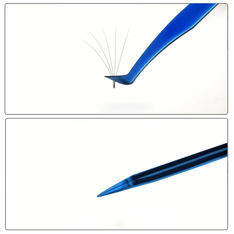 New Arrival Blue Professional High Quality Eyelash Extension Tweezers Stainless Steel Anti-Shake Tweezers with Plastic Bottle 5