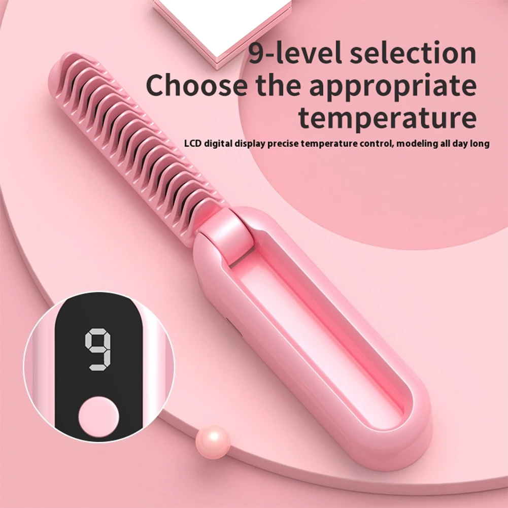 2 in 1 Hair Straightener 9 Gears Heat Ceramic Ionic Fast Heat-Up Negative Ion Hair Flat Iron Lcd Display