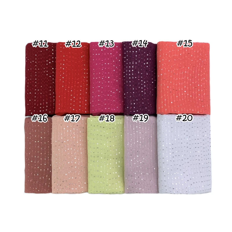 Stripe Sequins Viscose Cotton Scarf Ribbed Women Wraps Plain Muslim Hijab Headband Fringe Headscarf Islam Long Shawl 70x180cm 3
