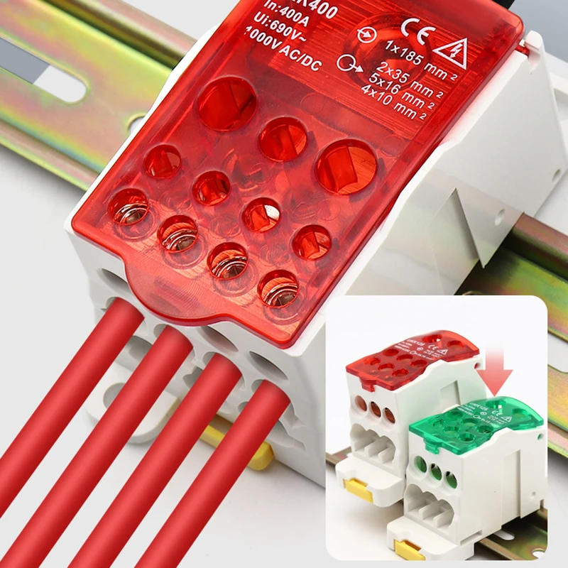 Distribution Box One In Several Out Power Wire Electrical Connector Junction Din Rail Terminal Block 80A/125A/160A/250A/400A