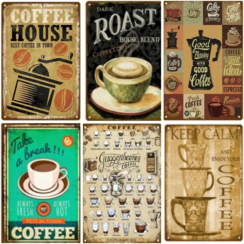 

Metal Sign Retro Decor Coffee Tin Sign Metal Plate Wall Art Posters For Kitchen Bar Cafe Room Iron Painting8 X 12 Inch