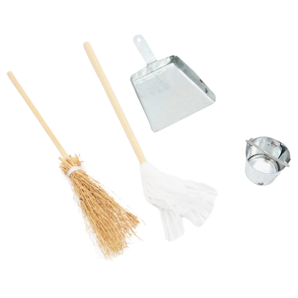 

1 Set Dolls House Cleaning Kit Dollhouse Mop Dustpan Mini Bucket Broom Cleaning Tools