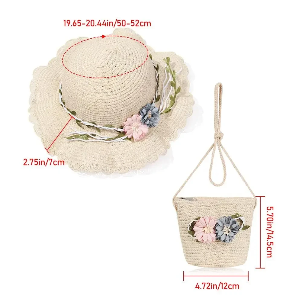 Fashion Baby Petal Brim Straw Woven Hat Sun Protection Lace Cap Kids Girls Princess Collapsible Beach Cute Infant Bucket Hats