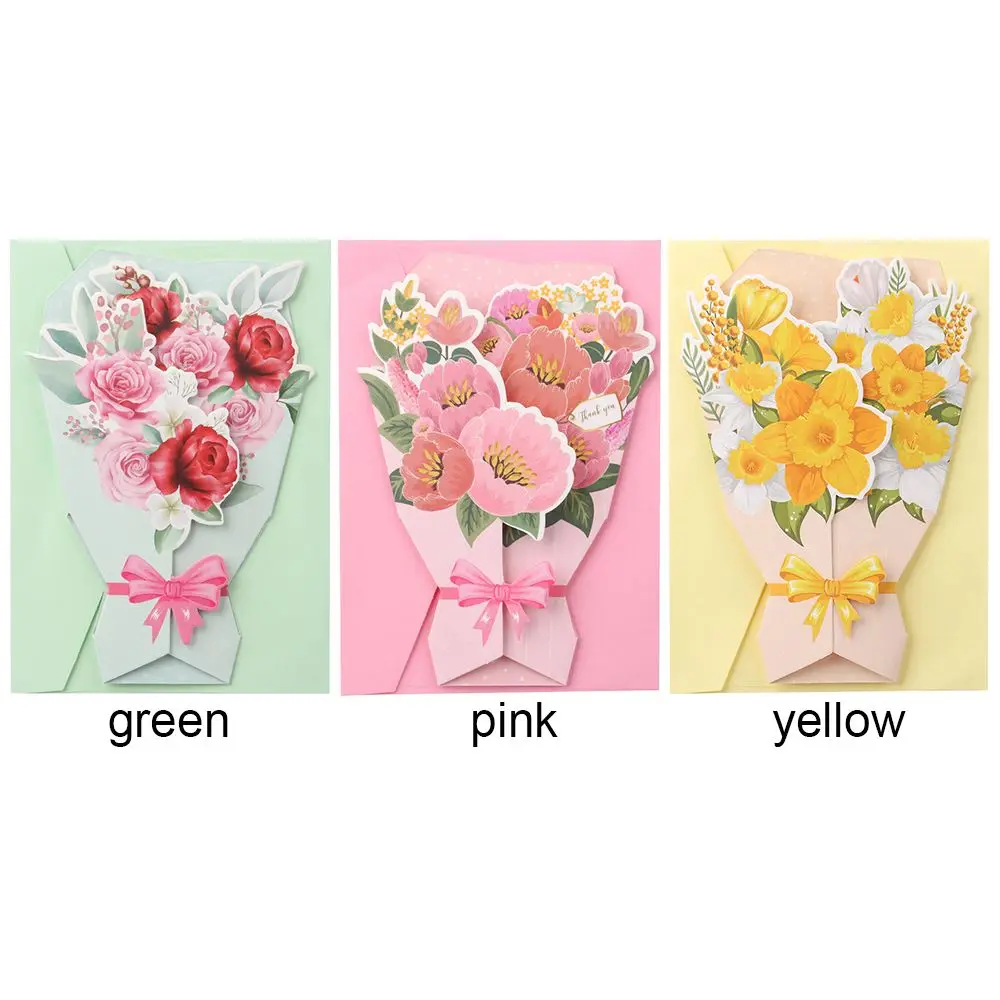Party Supplies DIY Creative Birthday Gift Greeting Card 3D Foldable Card Flower Series greeting cards