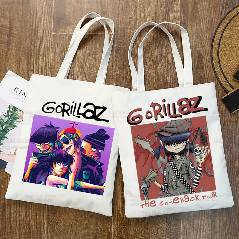 

Gorillaz Modern Music Band Cartoon Ulzzang Shopper Bag Print Canvas Tote Bag Handbags Women Bag Harajuku Shoulder Bags