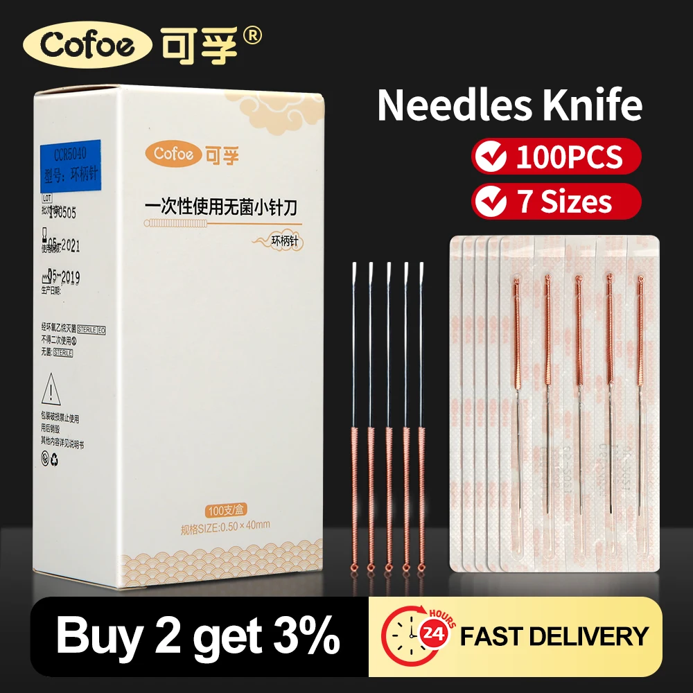 

100pcs Acupuncture Needles Knife Copper Handle Disposable Micro Acupotomy Sterility Small Knife Needle Acupotom Free Shipping