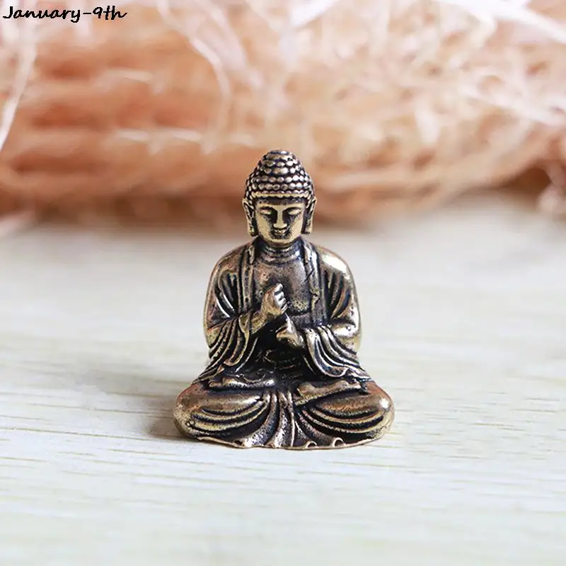 1PC Buddha Statues Copper Buddha Sculpture Fengshui Figurine Home Decor Resin Sitting  Miniature 2.8x2.4cm