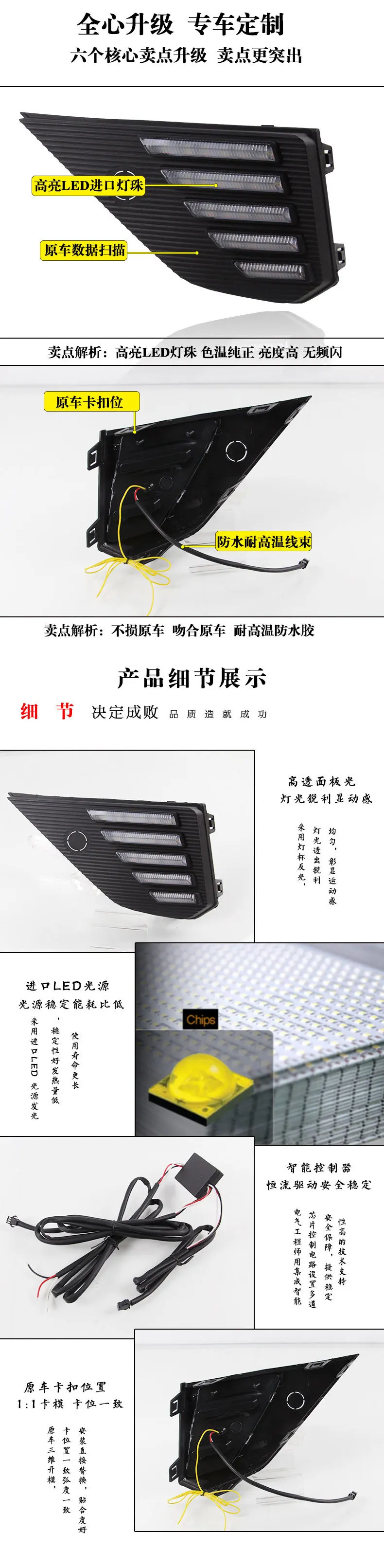 For BESTUNE T77 2018 2019 Car Led Daytime Running Light Streamer Steering Front Bumper Fog Light Modified DRL 12V Daylights detail image 6
