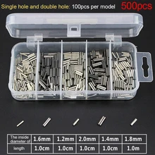 250-500Pcs/Box Single Double Barrel Crimping Sleeves Fishing Line Wire Leader Round Copper Tube Connectors Fishing Accessories