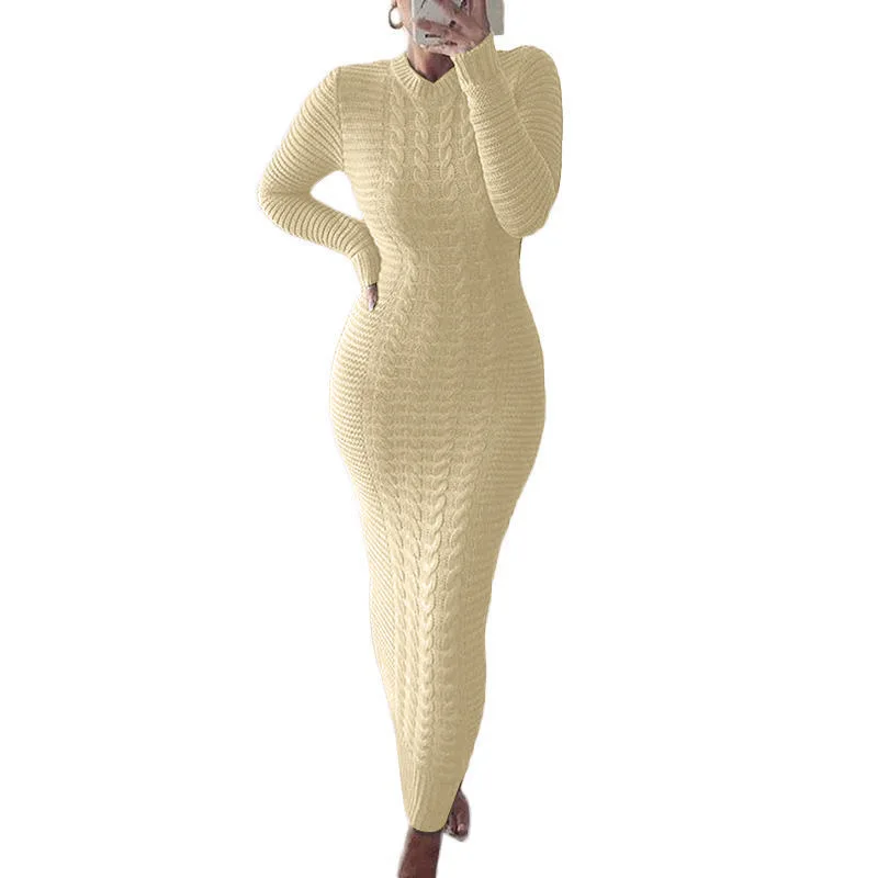 Women Knitwear Long Sweater Dress for Casual Fashion