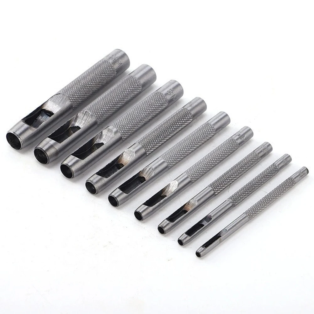 10pcs Round Hole Punches Leather Hole Punching Tools Leather Hollow Drilling Puncher Kit 1-10mm Steel Hollow Punches Cutter Set - 3