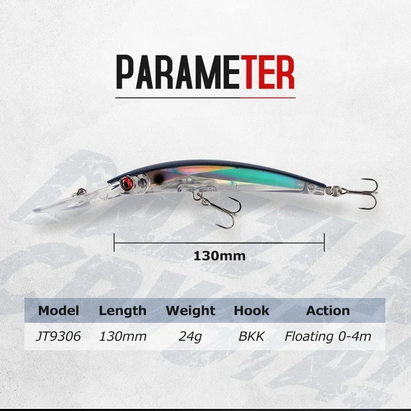 Deep Diver Minnow Sinking Fishing Lure Wobblers 130mm 24g Crystal 3D Hard Bait Megabass Cranbait Japanese Wobblers for Pike Bass fishing lure