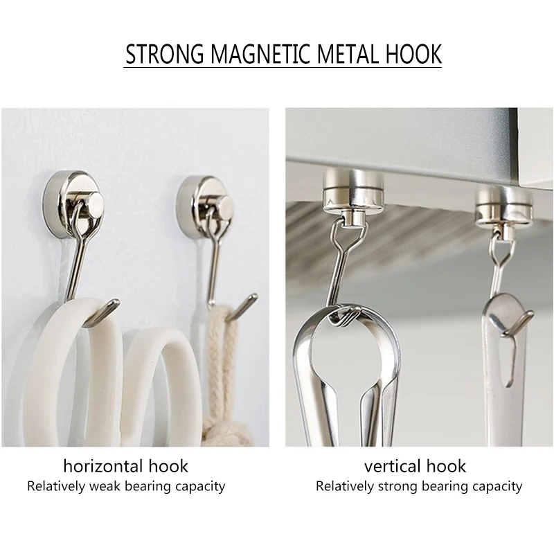 Description Picture 6 of item360 Degrees Rotating Magnetic Hook Strong Power Hooks Magnet Super Punch-free Self-adhesive Key Hanger Wall Hook