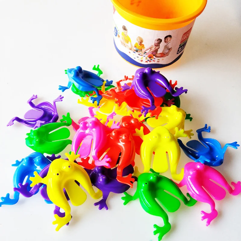 6/12/24 Jumping Frog Fidgeting Toys Mini Rainbow Plastic Jumping Frog Children Finger Training Toys Birthday Party Gift