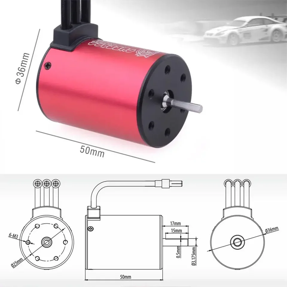 Surpass Hobby 3650 4350KV Brushless Motor For 1/10 Scale RC Cars - High Power & Temperature Resistant